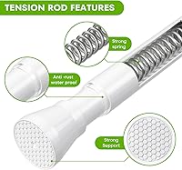 Vista 2 de Varillas de tensión para ventanas de 28 a 48 pulgadas, sin perforación, barra de tensión blanca, barra de resorte, barra de cortina ajustable