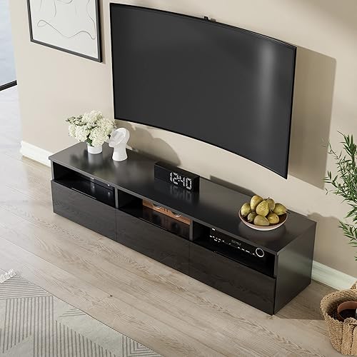 Miniatura 4 de Cozy Castle Soporte de TV para TV de 657580 pulgadas moderno soporte de entretenimiento de TV con estilo de alto brillo centro de entretenimiento de