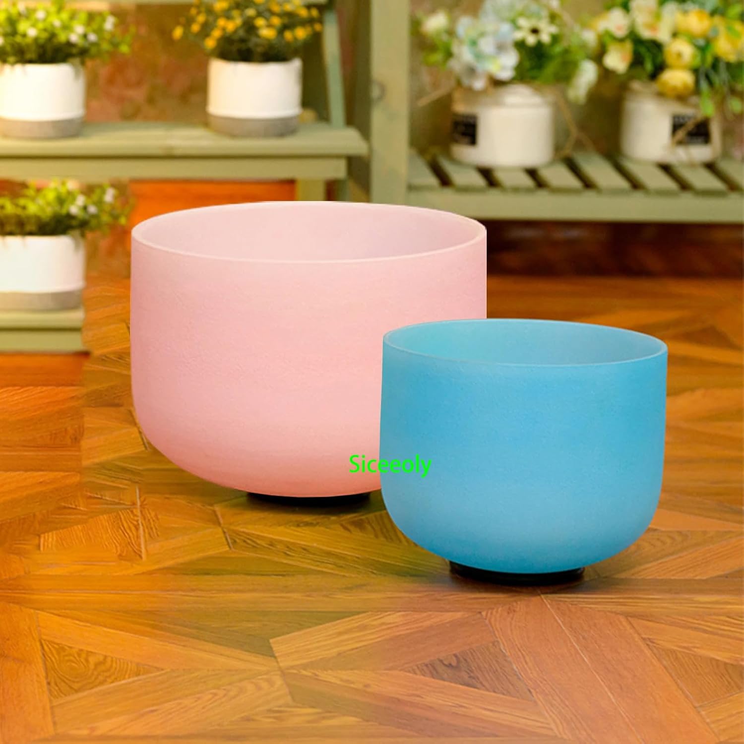 7-12 inch 432HZ Candy Color Crystal Singing Bowls Chakra Set of 7 Meditation Bowl Frosted Healing Quartz Sound Singing Bowls with 2 Travel Carry Case Bag 2 Mallet Suede 2 Strikers 7 O-rings