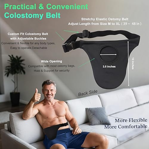 Miniatura 2 de Cinturón de ostomía ajustable para hombres y mujeres, cinturón de colostomía con bolsillo de soporte, cinturón sigiloso para bolsa de ostomía, funda
