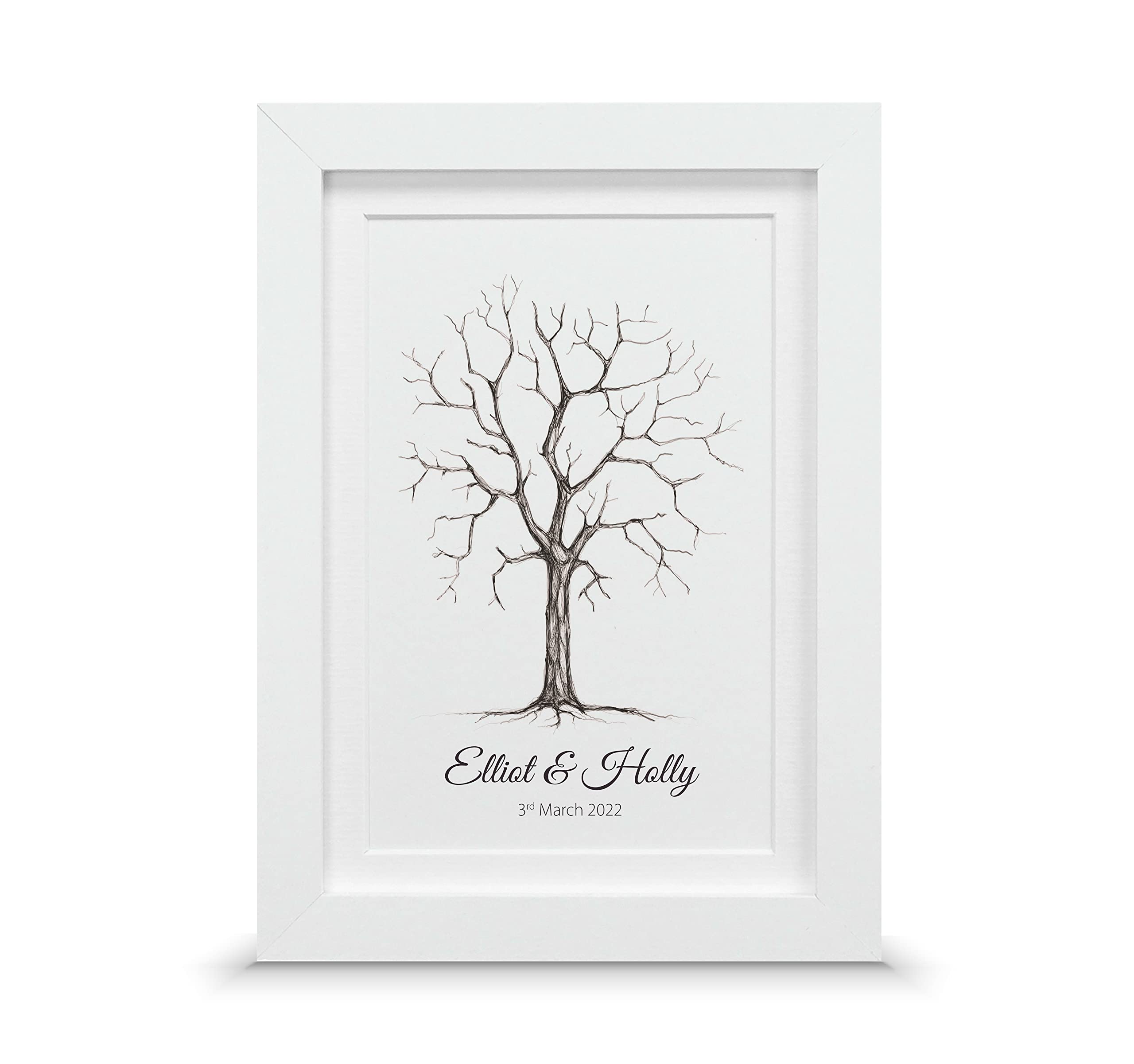Alternative guest book | Fingerprint tree (A5-21x15cm, Print & Standard Frame)