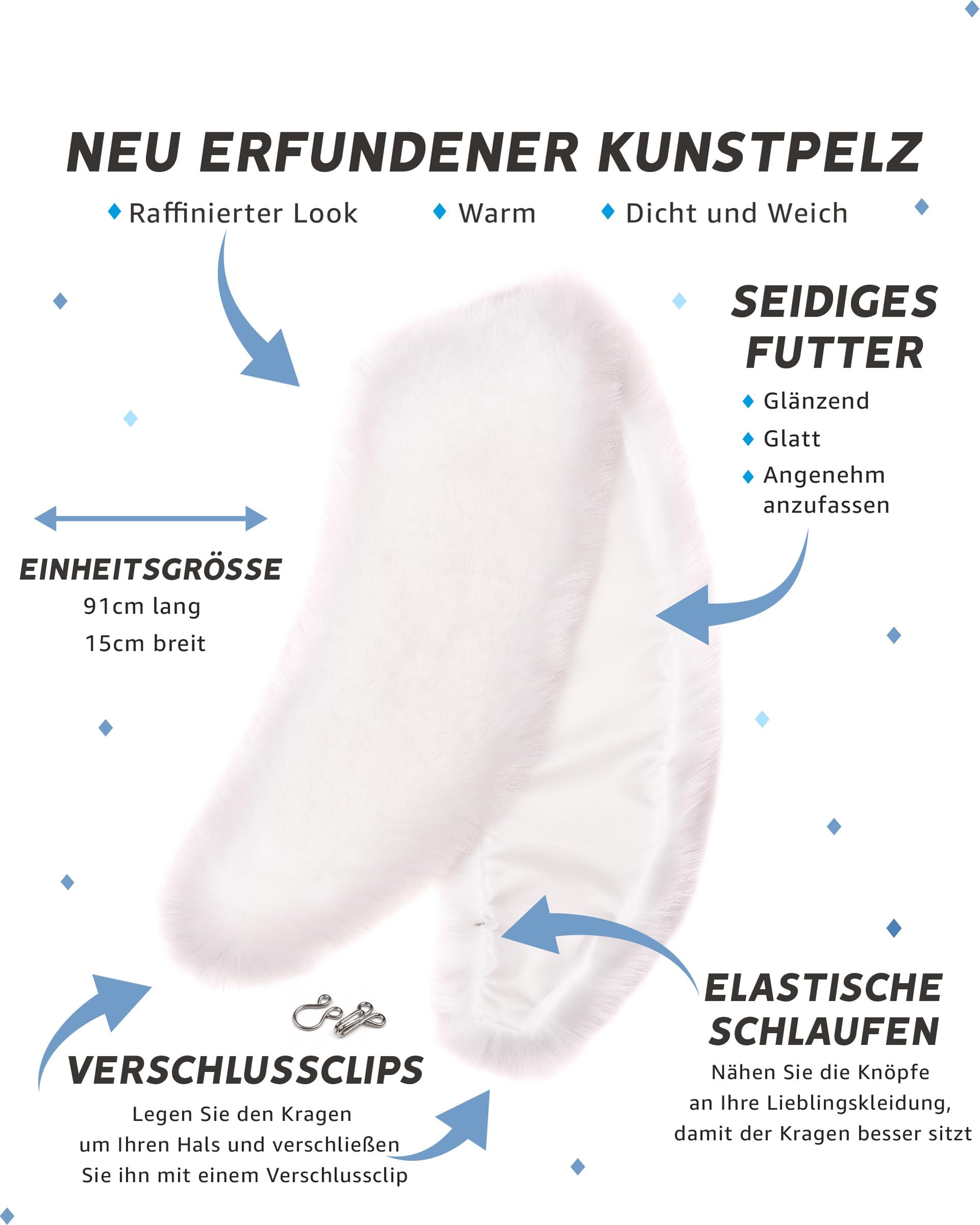 Futrzane Siberian Kragen - 20er Jahre Fellkragen Damen - Faux Fell Pelz Schal