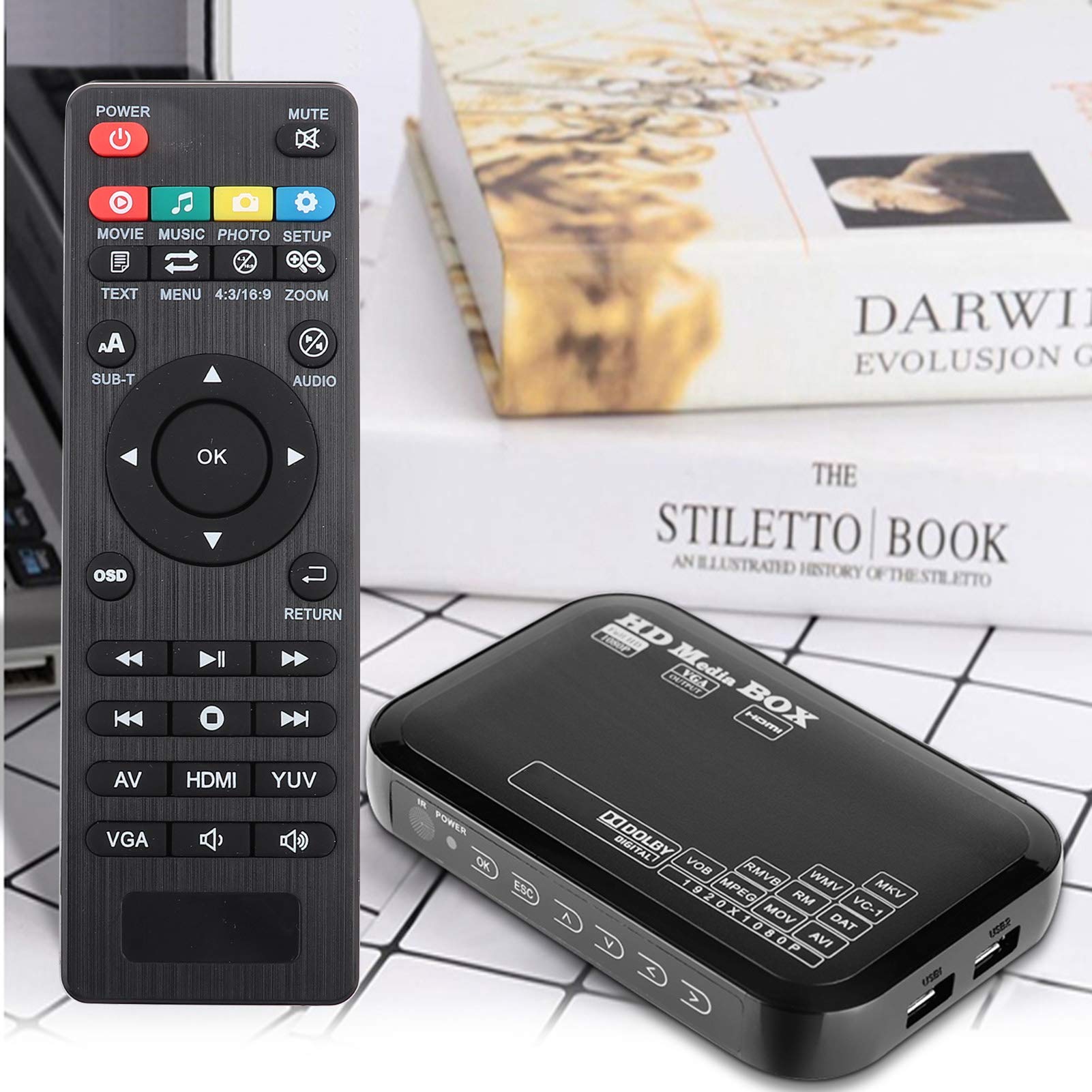 Boîtier Media Full HD 1080p Lecteur Multimédia Vidéo - Prise en charge USB, MP3, AVI, MKV, RMVB et autres formats - Alimentation 110-240V
