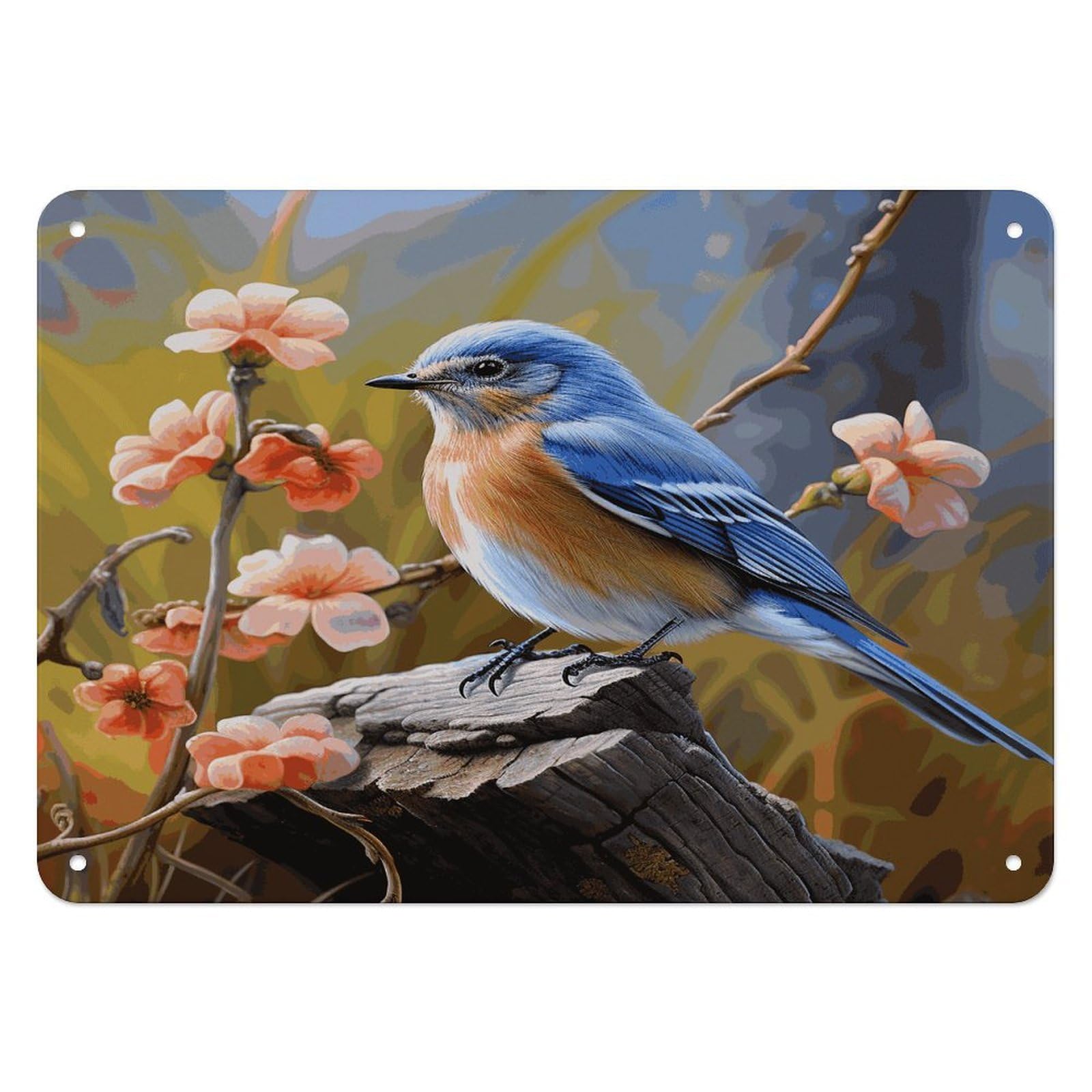 Fodpand Style Eastern Bluebird Retro Vintage Metal Tin Sign,Wall Art Decor Garden Plaque Poster For Bedrooms Yard Bars Pubs Patios Porches 7.9X5.5 Inch