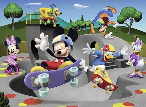 Ravensburger Mickey & Minnie: Skate Park Adventure | Rompecabezas de 100 piezas para niños | Piezas únicas y bien ajustadas | Juguete divertido y