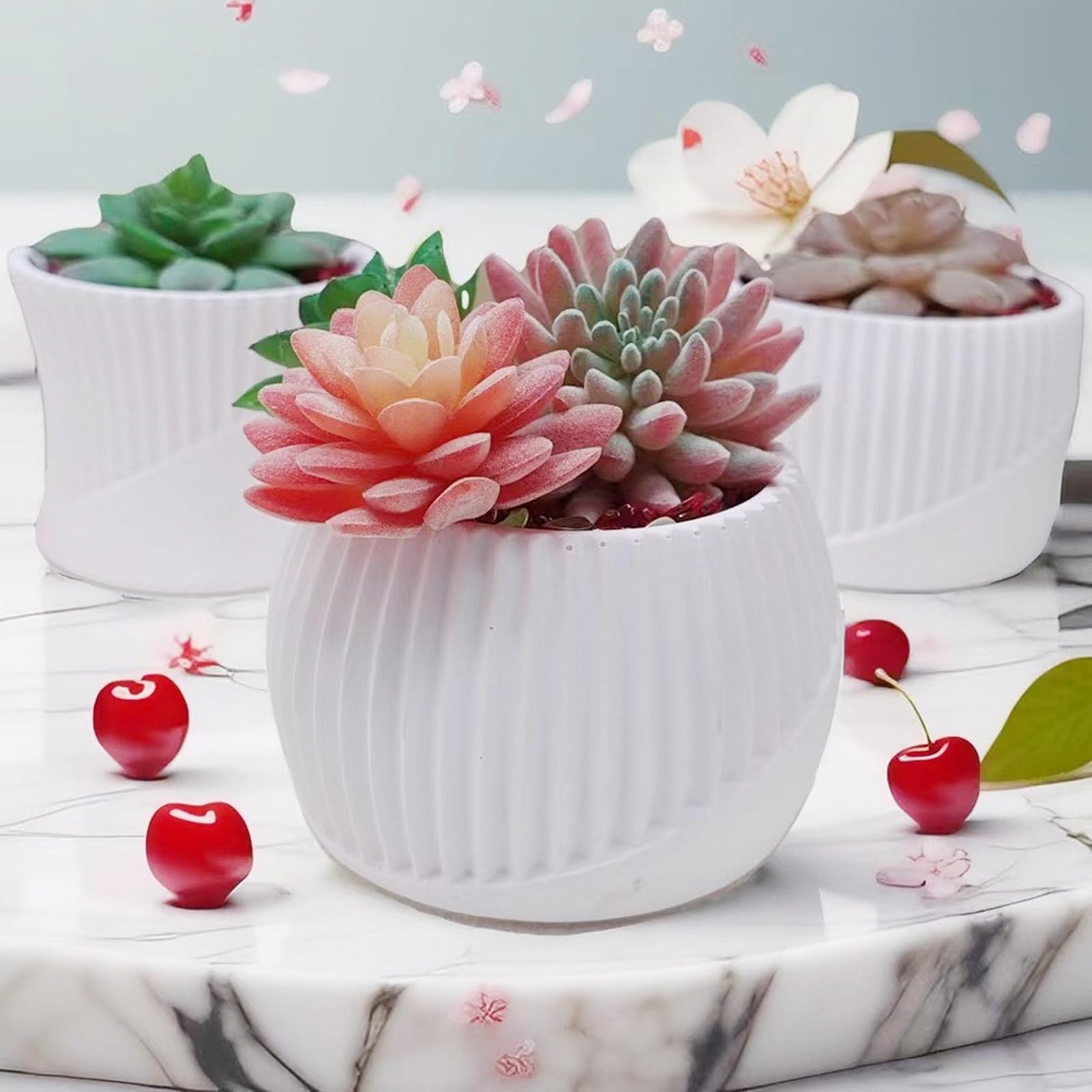 Molde de silicona a rayas irregulares para macetas, macetas, yeso, resina, moldes de almacenamiento de silicona para jardinería en casa