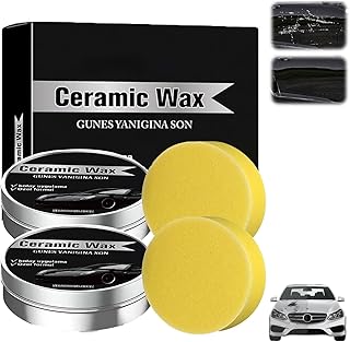 2PCS Titanium Ceramic Wax Cream for Cars,2025 Strong Protection Car Coating Polishing Wax,uto Car Scratch Repair Remover Paste Cream Paint Care Ceramic Waxes with Sponge