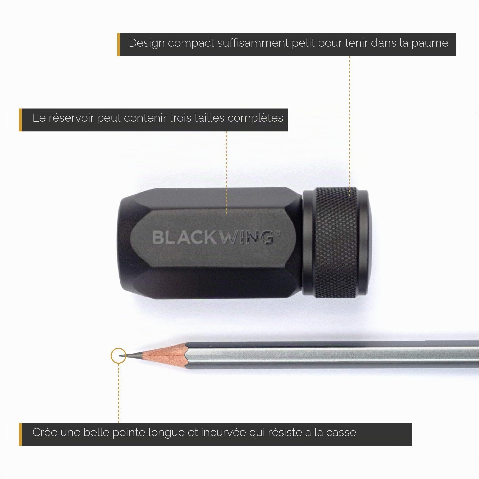 Blackwing Aiguiseur à pointe longue en une étape, lame en acier allemand, crée une longue pointe incurvée, facile à utiliser, noir, lot de 1