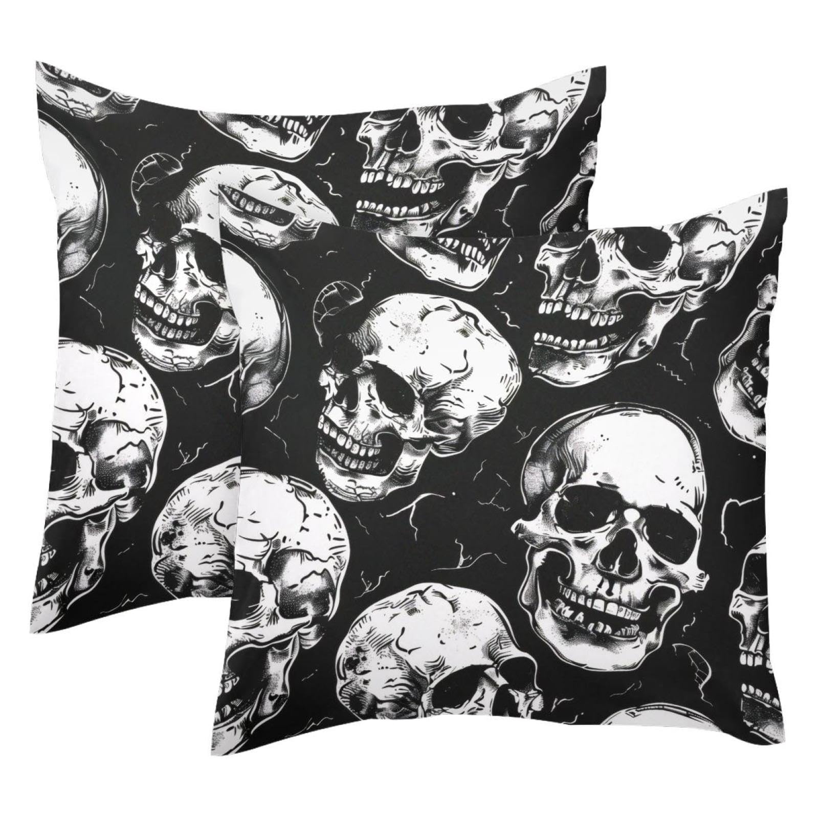 Housse de coussin gothique velours noir 50x50 lot de 2 pour décoration lit