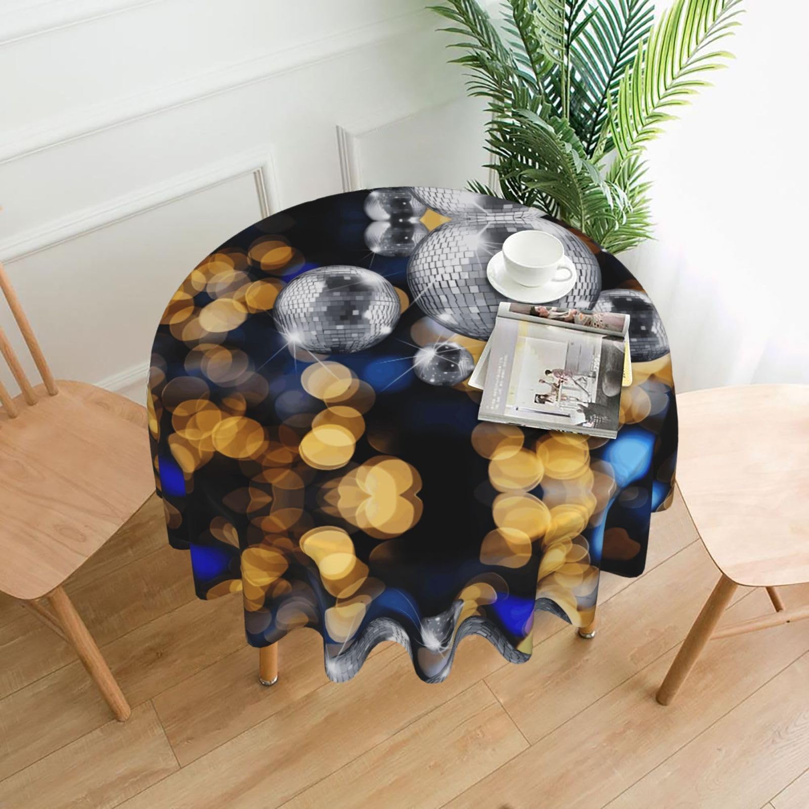 HJFCZH Ballroom Prints Round Decorative Tablecloth 60in - High-Grade Polyester Throw for Dinners, Weddings & Everyday Use