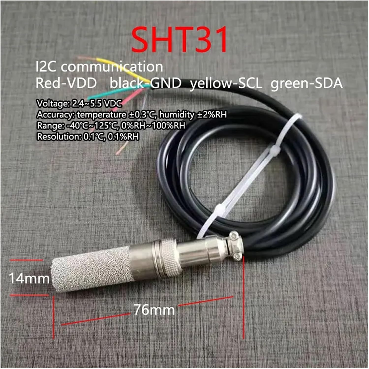 1 PCS Soil Meter SHT20 SHT30 Soil Meter/Humidity Temperature Sensor Soil Temperature Sensor IIC I2C SDA SCL Output air Gas(SJ76-SHT20)