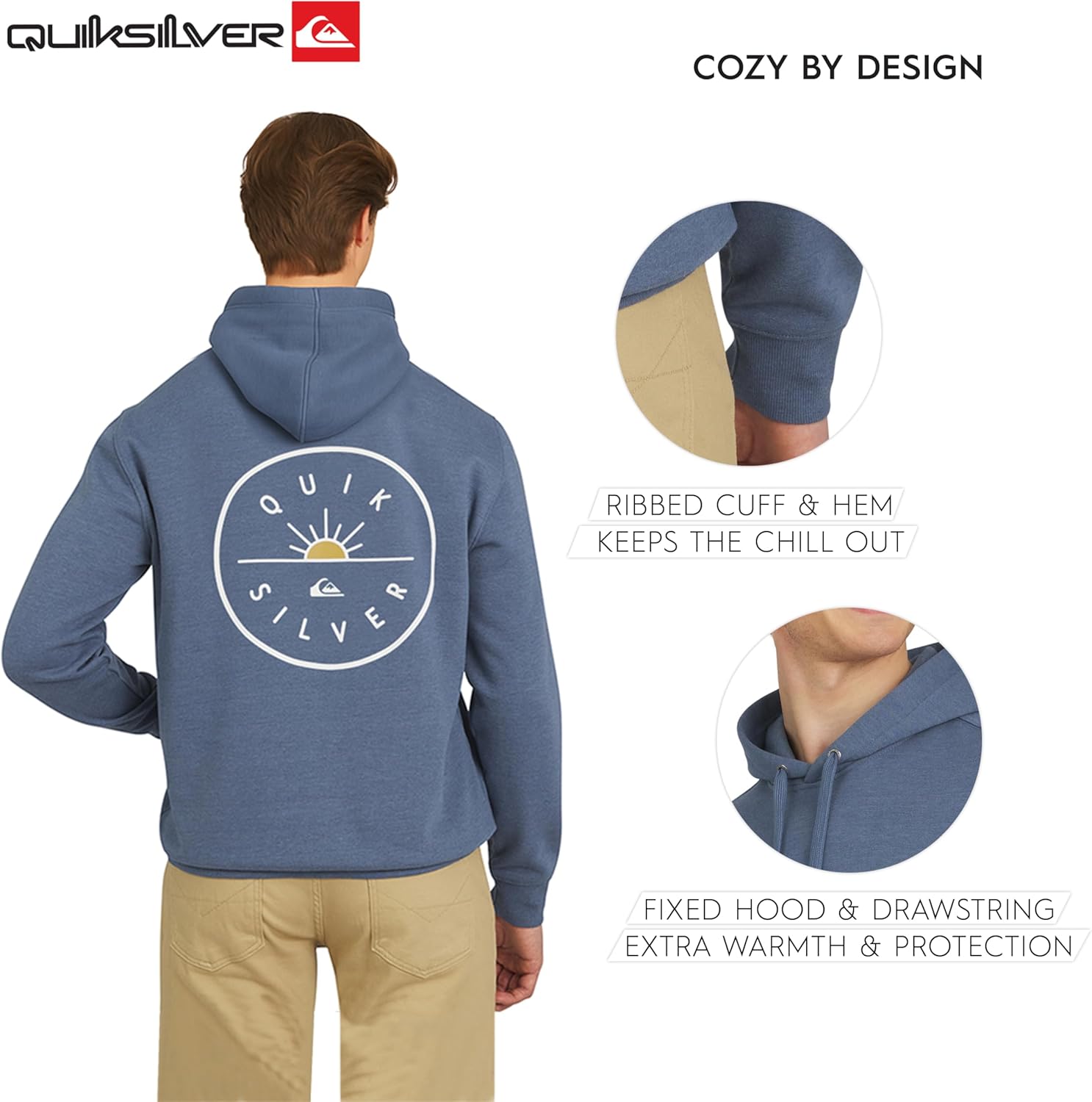 Quiksilver Men's Regular Fit Super Soft Fleece Midweight Pullover Hooded Sweatshirt - Image 4