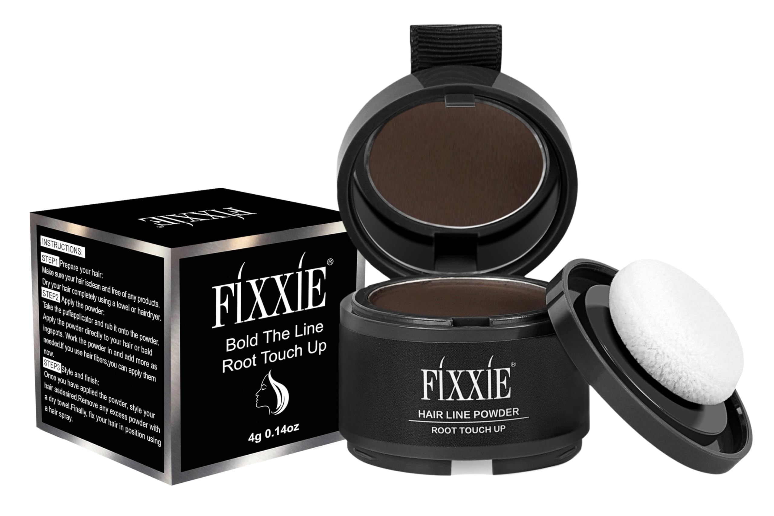 Hairline Powder, Root Touch Up Dark Brown Powder, Instant Hair Loss Concealer Hair Powder for Thinning Hair, Windproof & Sweatproof Hair Root Cover Up Powder with Mirror and Puff