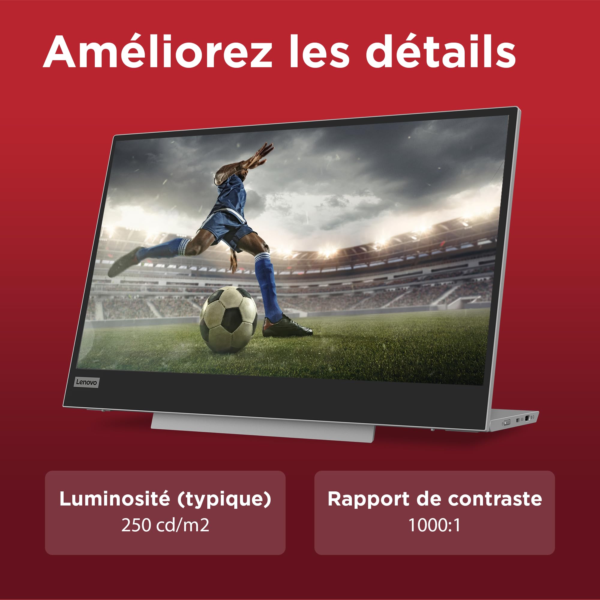 Lenovo L15(A21156FX0) Moniteur Portable, écran 15,6" (Full HD, IPS, 60 Hz, 6 ms, entrée 2 x USB-C, câble vers USB-C, réglable en Inclinaison) - Gris