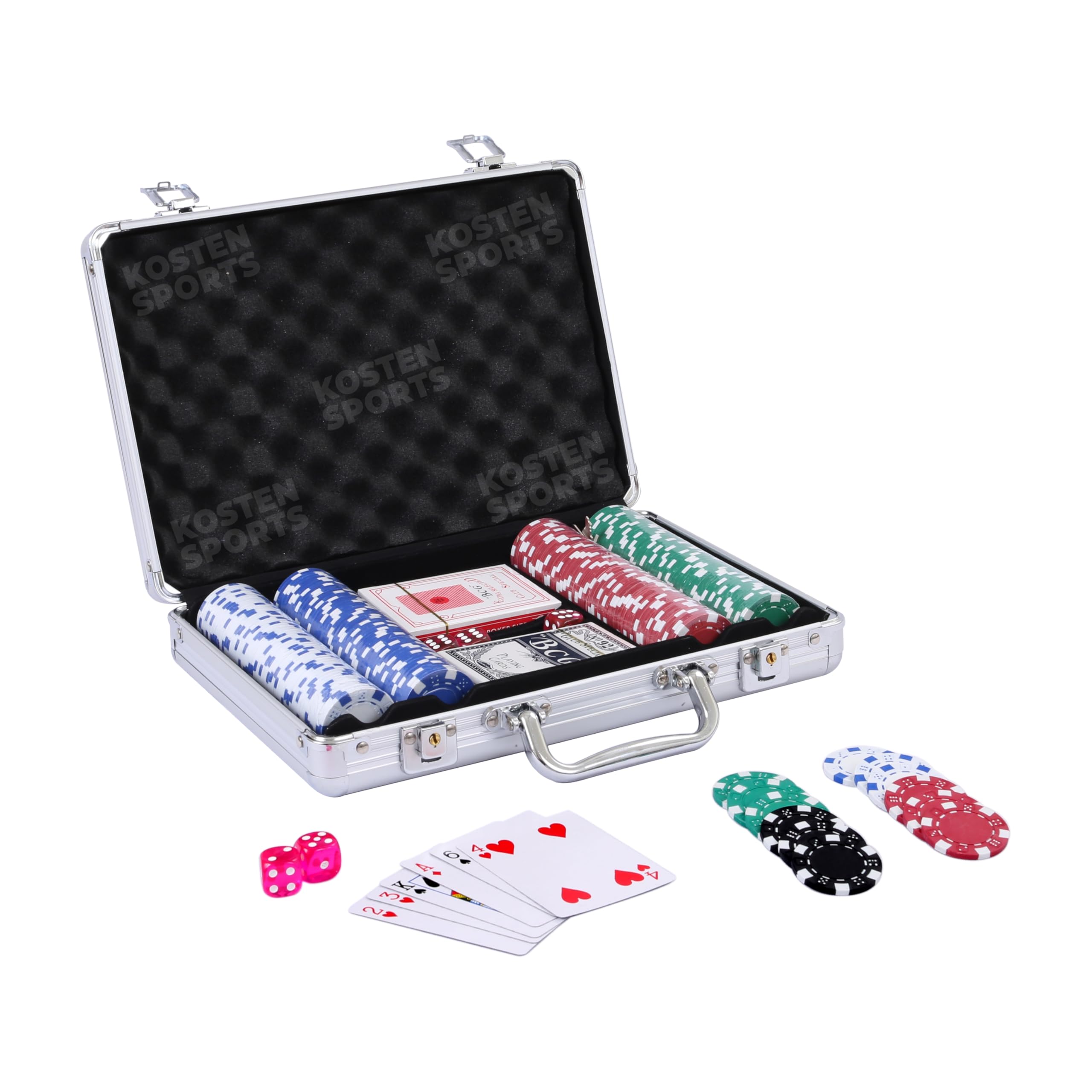 Adult 200 Piece Poker Chips Set With Aluminum Case | Casino Chips | 2 Decks Of Cards | 5 Dice | And Dealer Button – Complete Poker Set For Home & Casino Card Game
