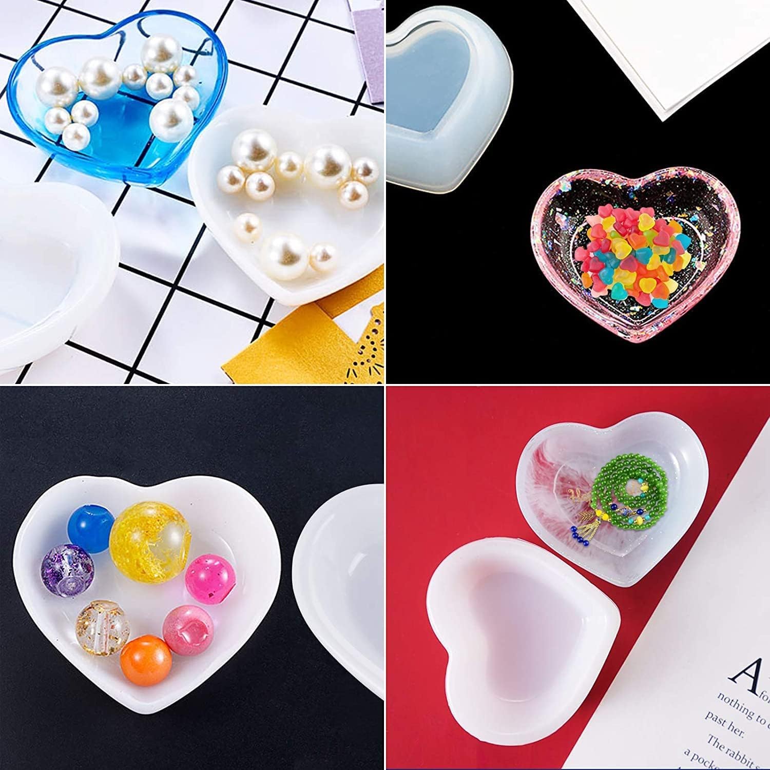 EnaMeena Heart-Shaped Trinket Border Serving Tray, 5-inches. Silicone Molds for Epoxy Resin Casting. Perfect for Home Decor, DIY Projects, and Art Crafts.