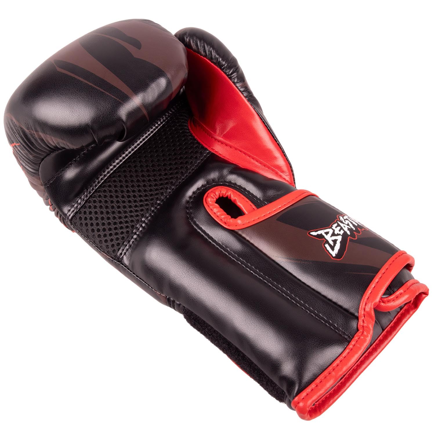 8 WEAPONS Boxhandschuhe Kinder, Beastial Wolf, Schwarz-Rot, Kinder Boxhandschuhe, Kunstleder, Perfekte Dämpfung für optimalen Schutz, Handschuhe für Muay Thai, K1, Boxen, MMA und Kickboxen