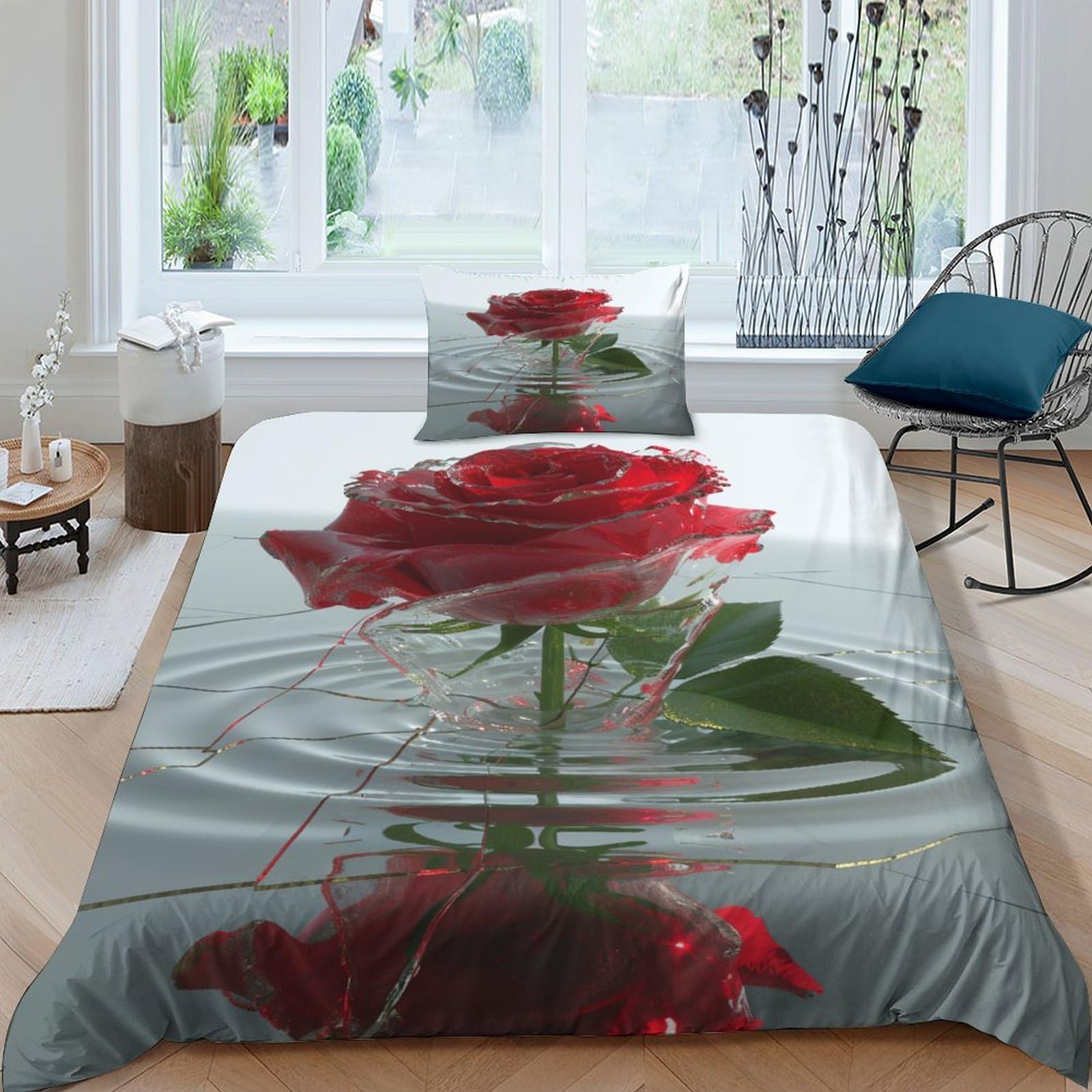 Parure de lit rose 3D 3 pièces en microfibre de qualité supérieure