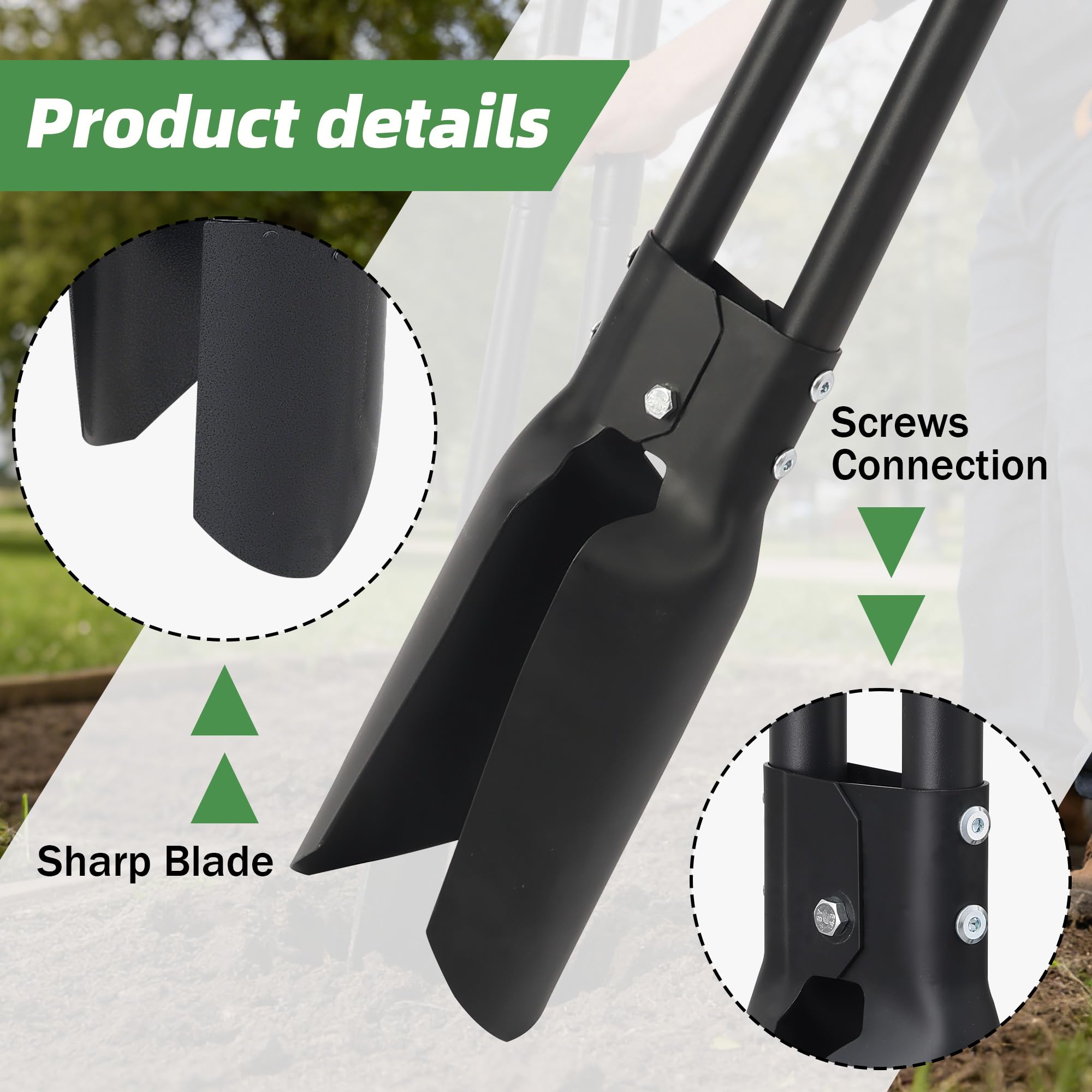 LLARGUEST Strumento per scavare fori da 137 cm, in metallo resistente, strumento manuale nero per trapianto, campeggio, giardinaggio.