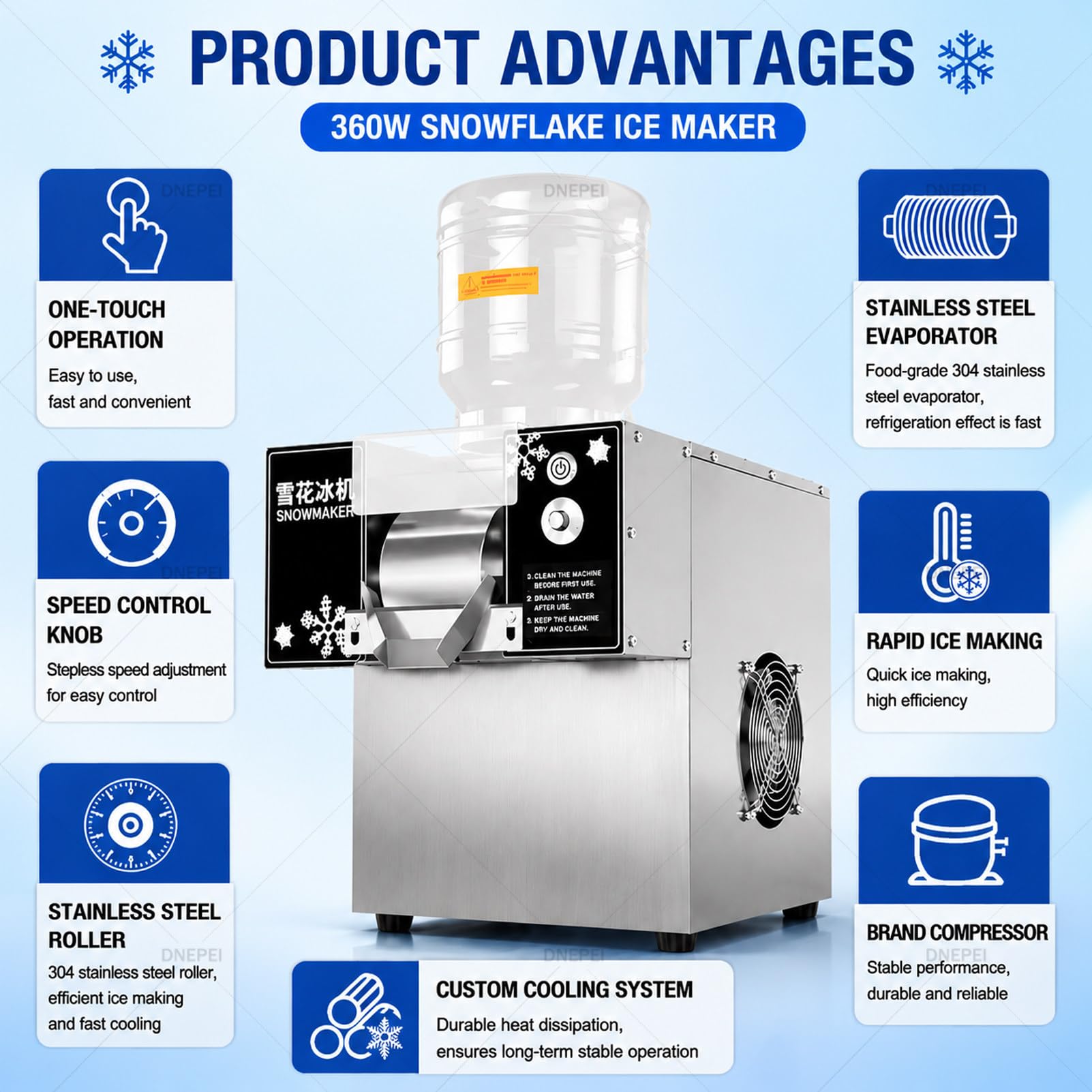 Machine à Glace pilée coréenne (Bingsu) – Capacité de 132 LB/Jour 60-StandardModel