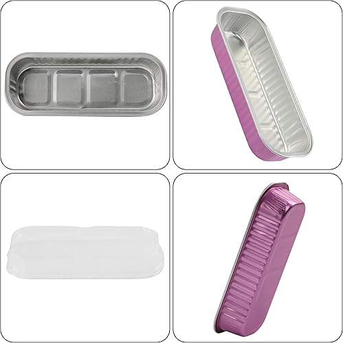 Miniatura 3 de Mini moldes de aluminio para pan, 50 moldes desechables de 6.8 onzas de 6.8 fl oz con tapas, mini molde para tartas de aluminio con tapas, mini