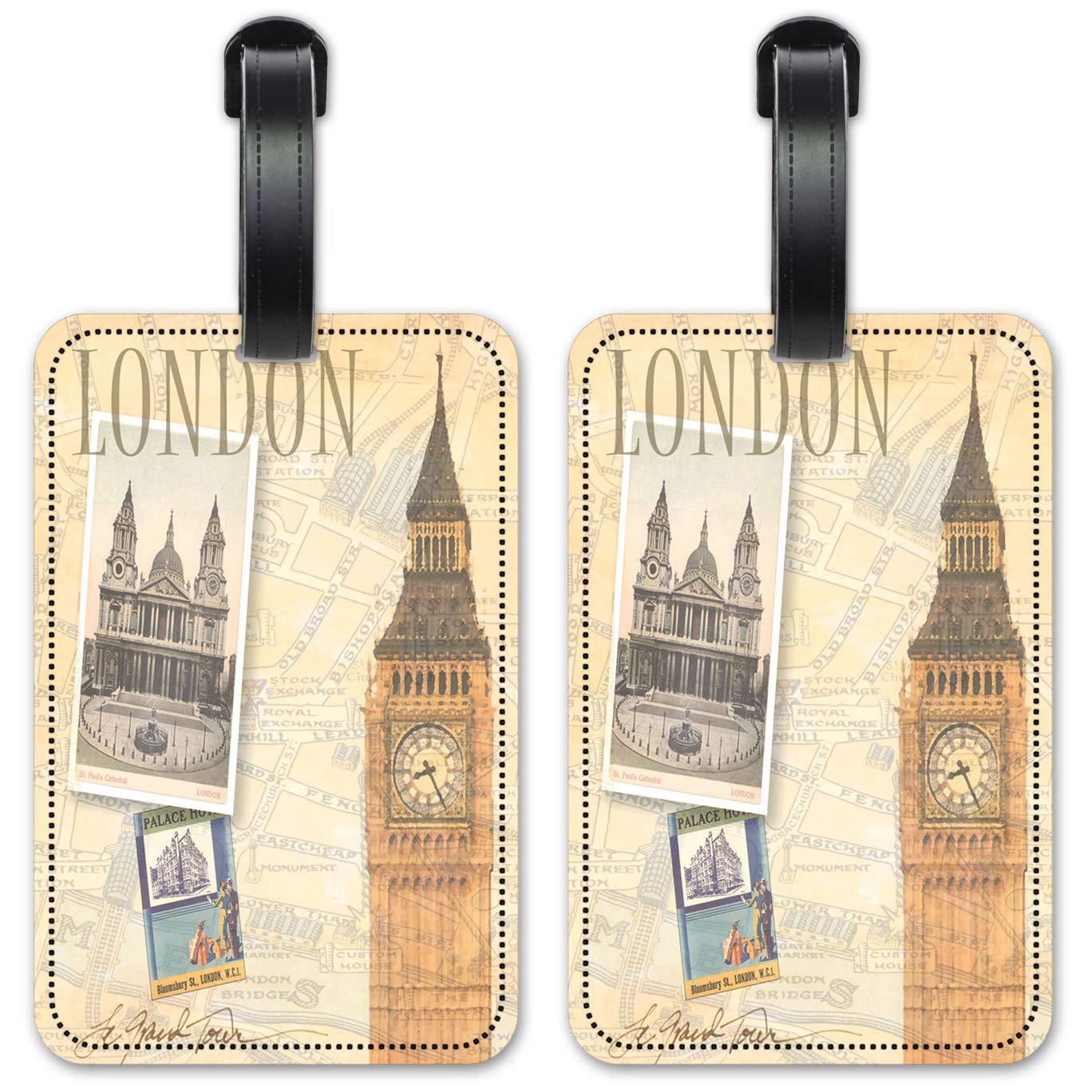 London - Luggage ID Tags - Suitcase Identification Cards - Set of 2