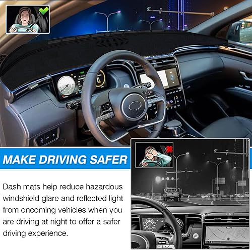 Miniatura 7 de Cartist Cubierta de gamuza para salpicadero compatible con Hyundai Santa Cruz 2022 2023 2024, accesorios para tablero de tablero antideslizante
