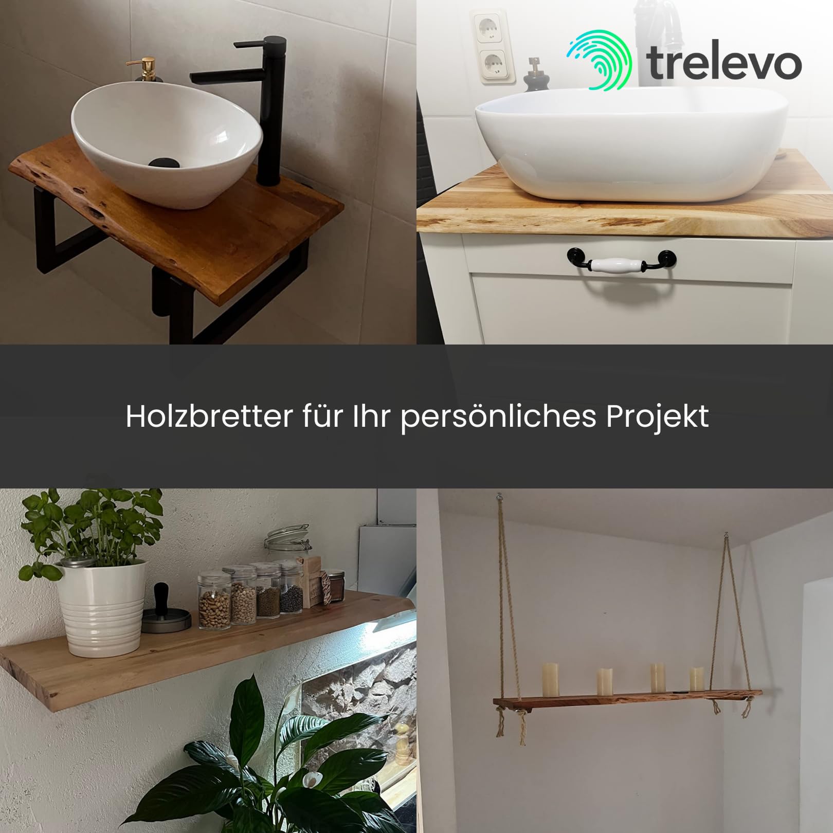 Holzplatte 120x30 cm, Akazienholz massiv 26mm, Tischplatte naturfarben, Baumkantenplatte für Regale und Rückenlehne Bank, einseitige Baumkante