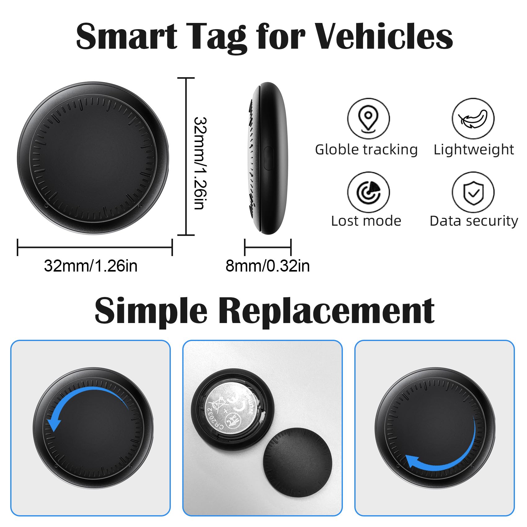 Traceur GPS pour véhicules, 2PCS Air Tracker Android Compatible avec Google Find Hub Localisateurs D’Objets Bluetooth Véhicule sans Abonnement, Magnétique Traceur caché Voiture pour Auto Moto (Noir)