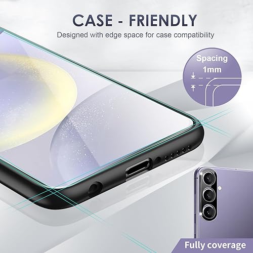Miniatura 6 de Vidrio templado compatible con Samsung Galaxy S24 Plus 5G protector de pantalla de 6.7 pulgadas, 2 protectores de pantalla + 2 protectores de lente