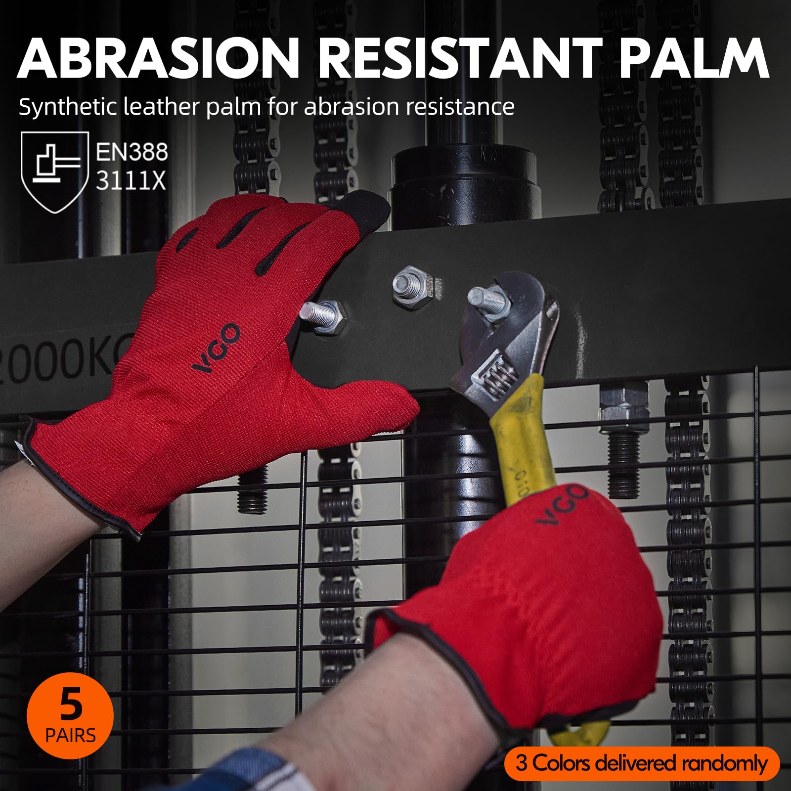 Vgo 5-Pairs High Dexterous Work Gloves For Men Women Breathable Light Duty Excellent Grip Value Pack L 5 — view 2