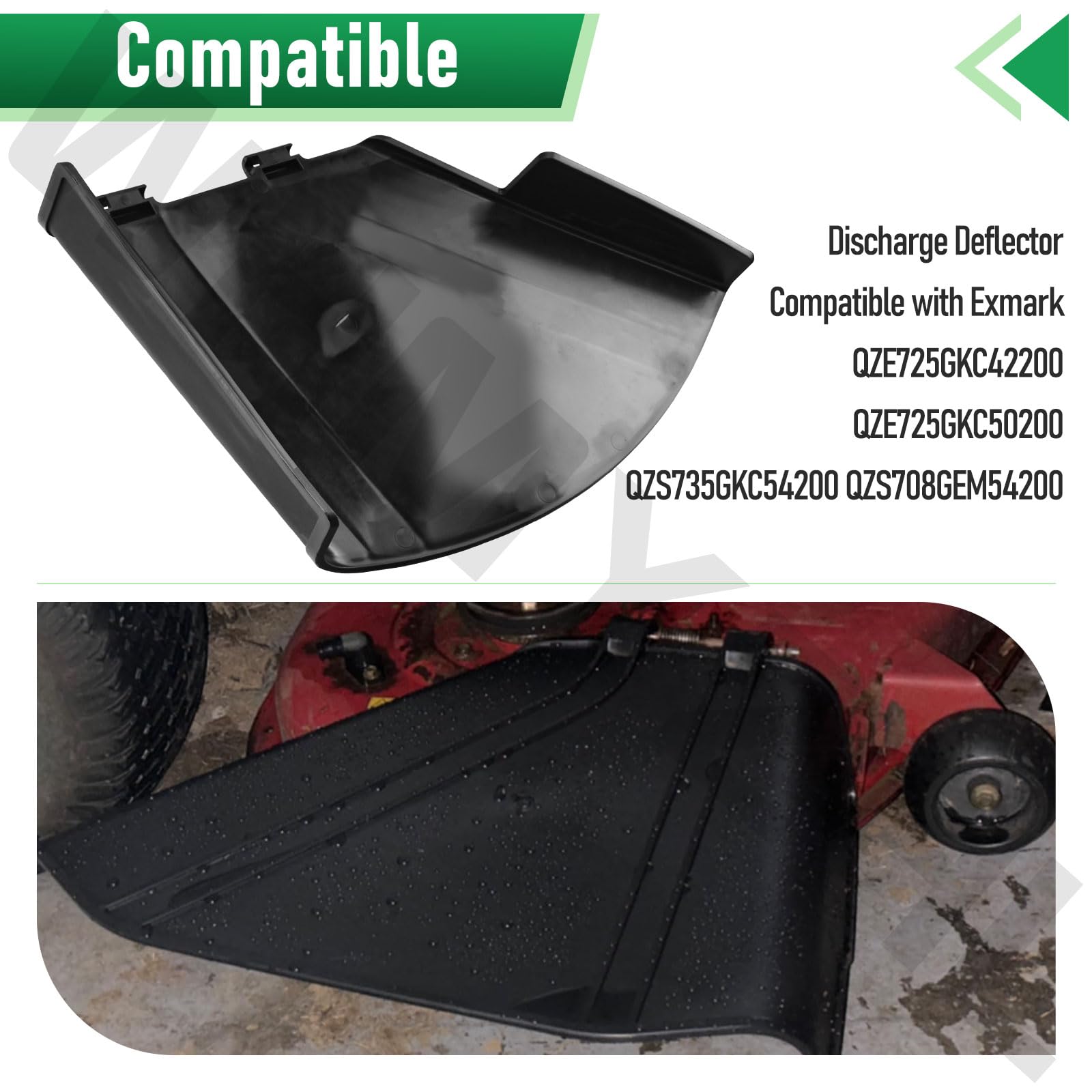 Protector deflector 138-7502 compatible con cortacésped Exmark Quest E S Series y Toro 74690 74691 74694 74695 75743, compatible con los modelos QZE725GKC42200 QZE725GKC50200 QZS735GGGKC50200