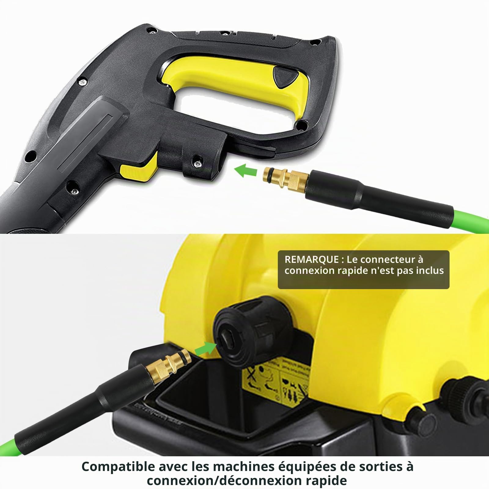 Tuyau de rechange super flexible pour nettoyeur haute pression - 10 m - 200 bar - Tuyau résistant aux torsions pour nettoyeur Kär-Cher K Series - Pour Kar-Cher K2-K7 - Connecteur rapide - Accessoires