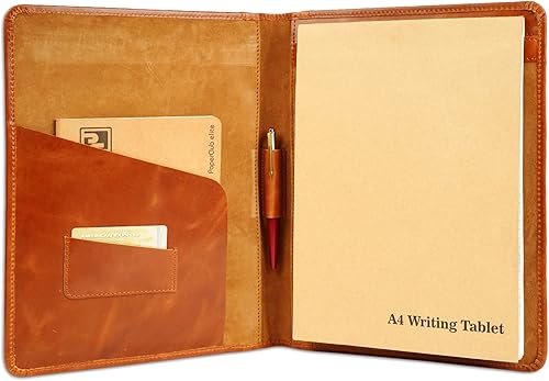 Miniatura 2 de Cartera de cuero A4, carpeta de documentos legal, bloc de notas de escritura profesional, organizador de portapapeles, carpeta de currículum para