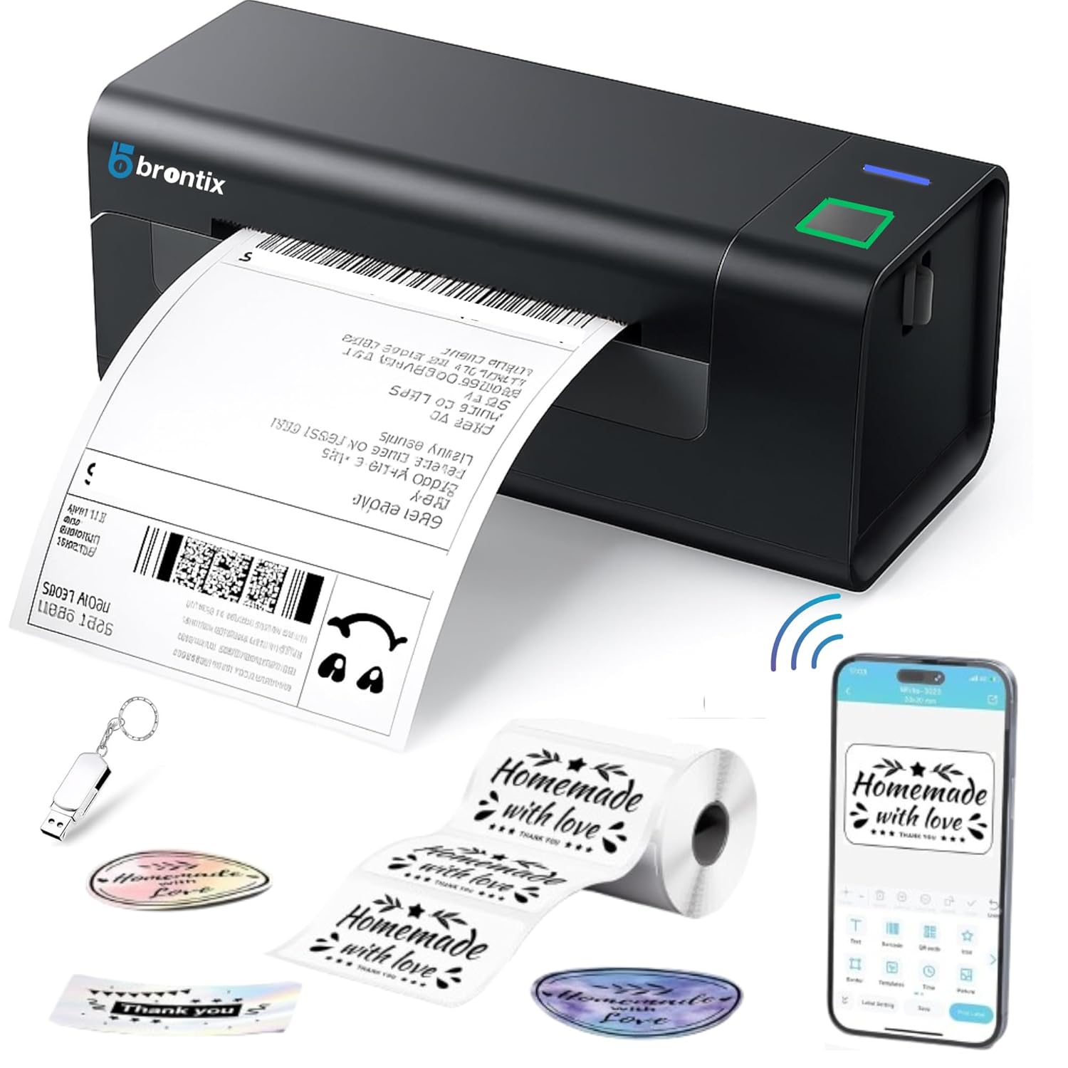 BRONTIX Bluetooth Thermal Printer 4×6 inch Label for Business | Bluetooth inkless Printer | | 203 DPI | Barcode Printer Machine | Label Printer Machine