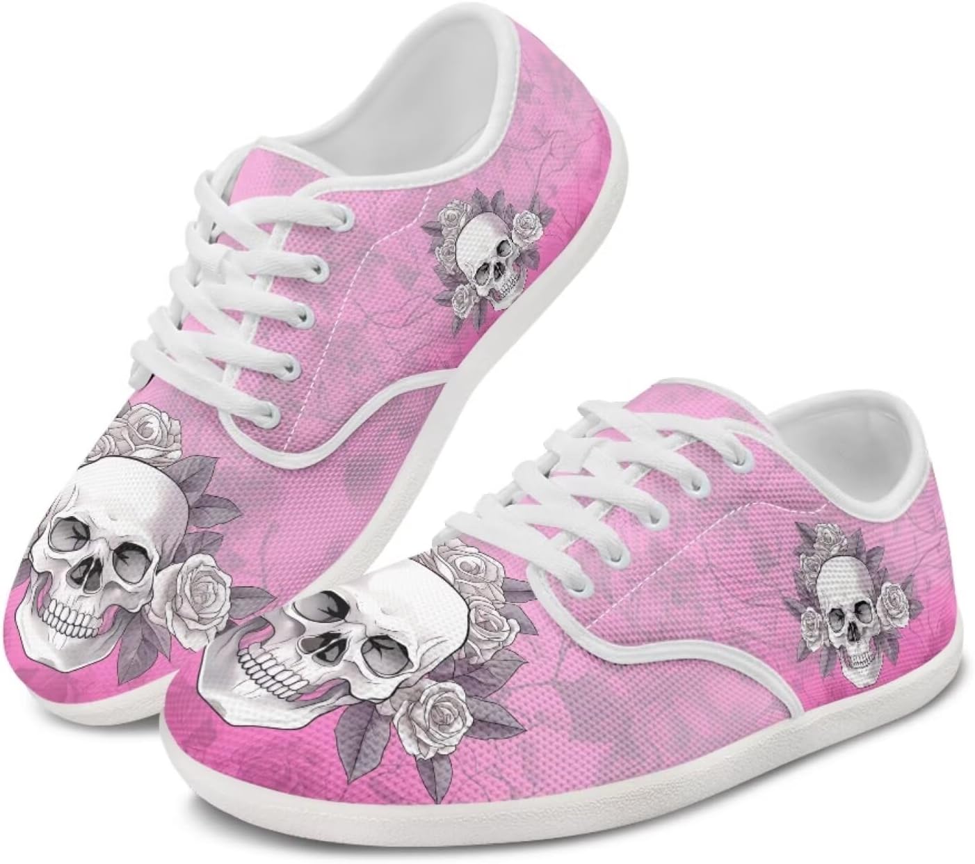 Rose Skull Design Barefoot Minimalist Shoes Womens Zero Drop Wide Width Fashion Sneaker