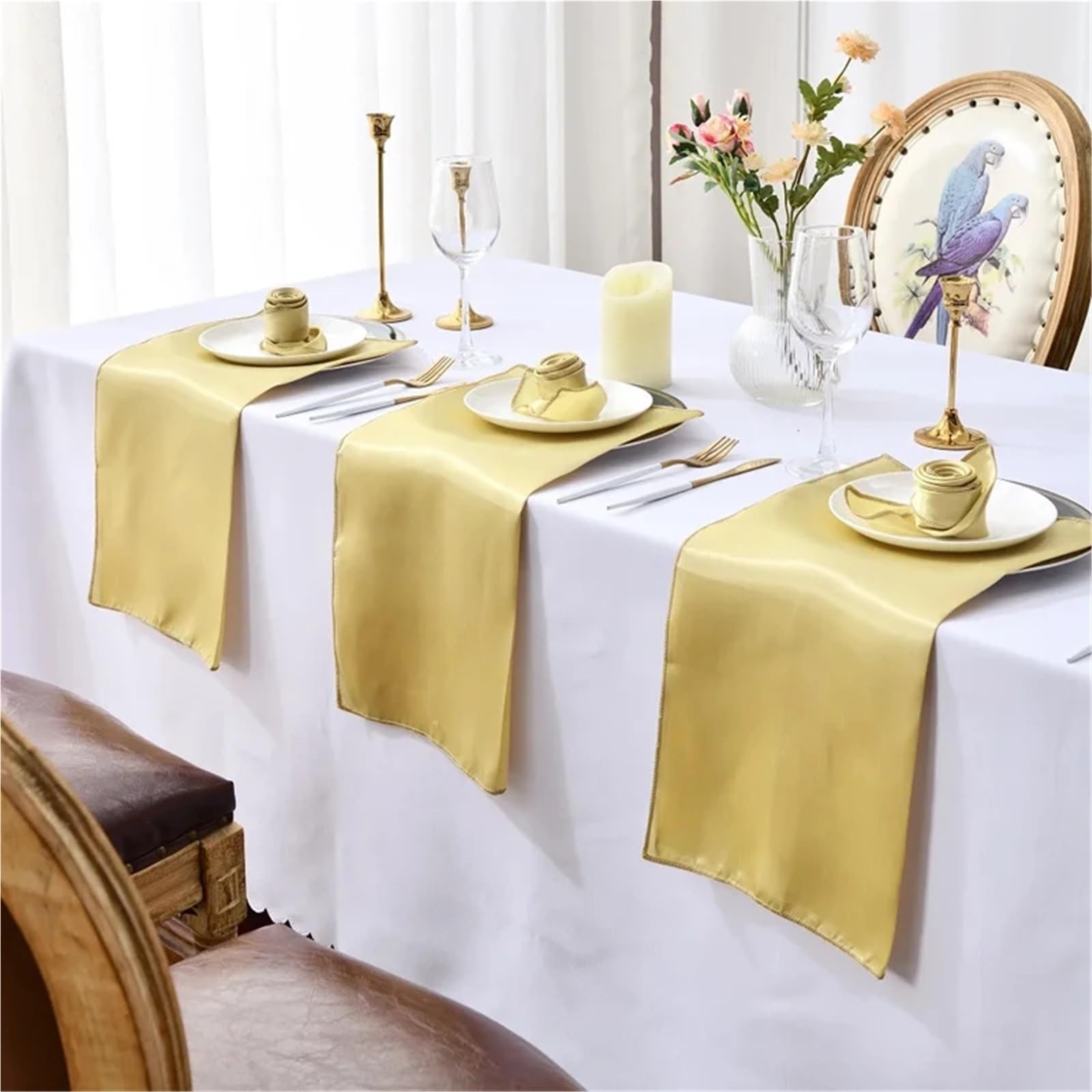 Servietten Stoff 6/12/24 Set of Table Cloth Napkins Durable Satin Polyester Thicken Placemat Reusable for Dining Wedding Decoration(Green 24pcs)