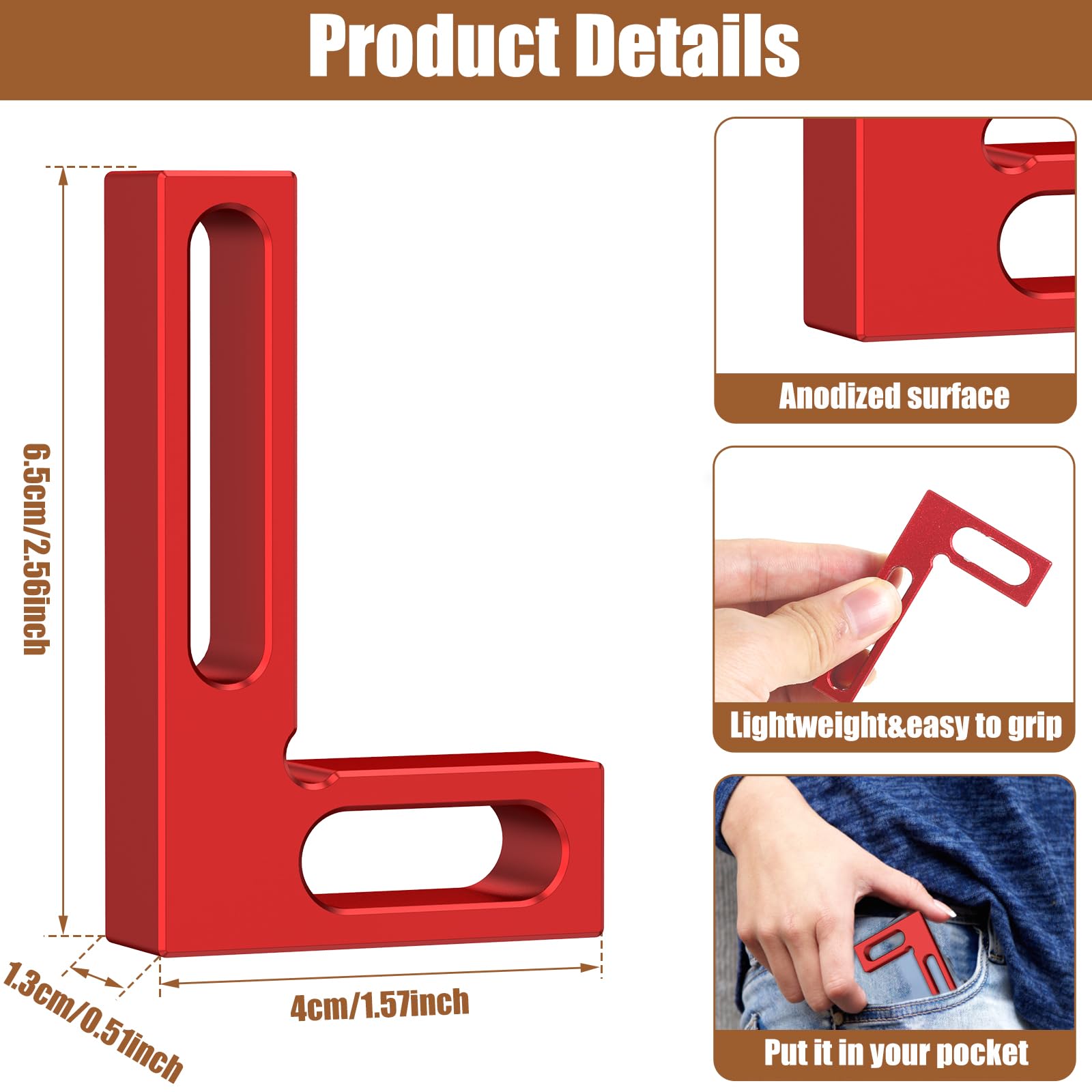 LYDODOKA 90° Mini Angle Clamp, Aluminium Alloy Right Positioning Square, Precision Woodworking Carpenter Corner Tool, Portable Pocket Square Tool for Checking Edge of Carpenter, Box Picture Frame