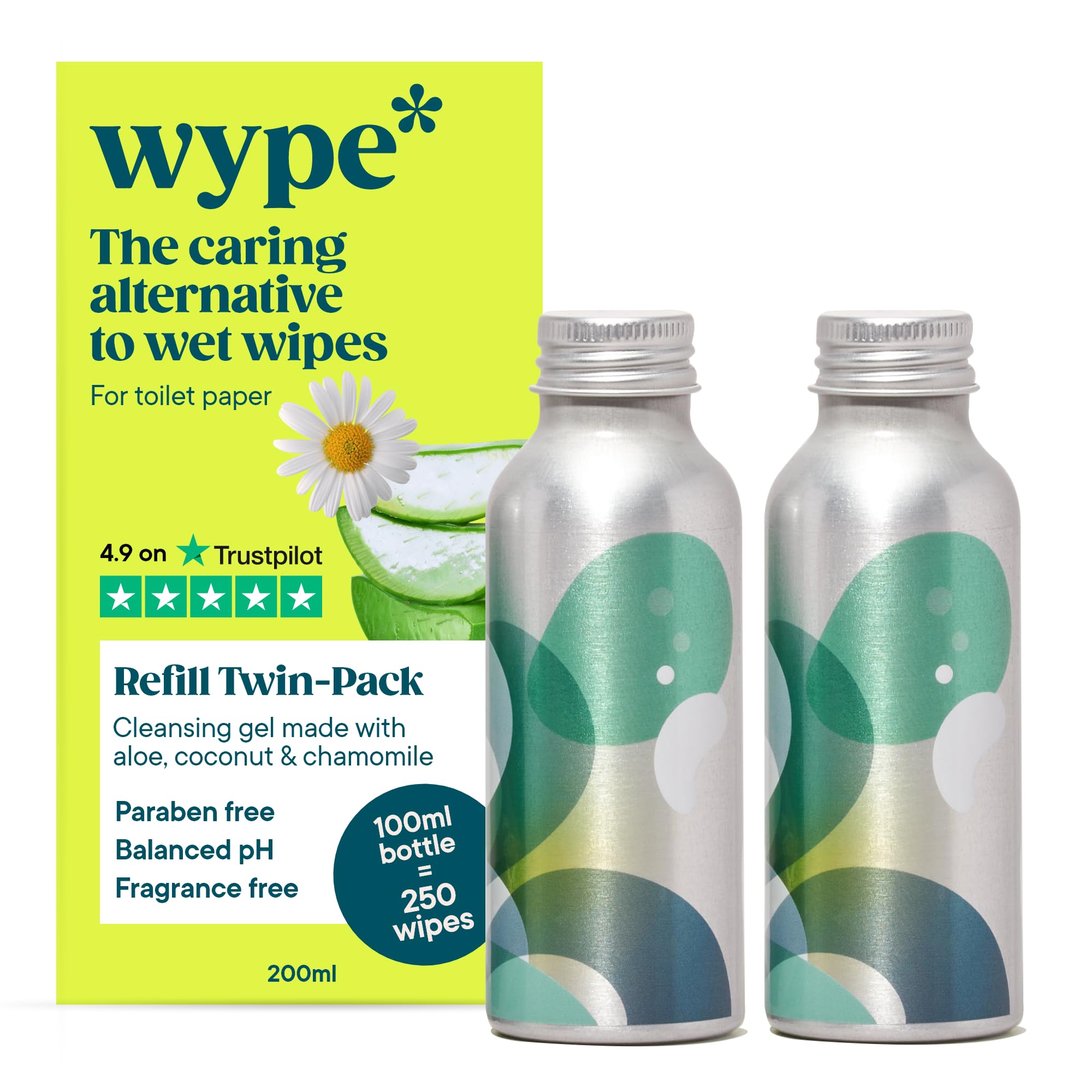 Wype | Refill | Toilet Roll Gel | Flushable Wet Wipe Alternative | Holiday Essentials | 2 x 100ml | 2 Pack