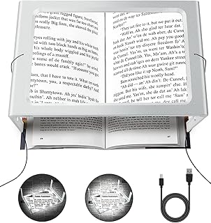 Upgrade Acrylic Hands-Free Magnifying Glass - JUOIFIP Large Lens Magnifier Full-Page Rectangular 3X Magnifier LED Lighted ...