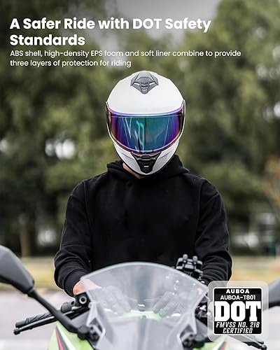 Miniatura 2 de AUBOA Cascos de motocicleta de cara completa para adultos, hombres y mujeres, ligeros, casco de moto de calle, motociclismo, casco de moto con
