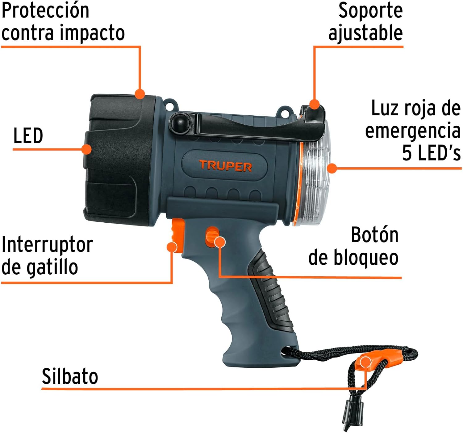 Rechargeable high power LED lamp, 300 lm 7 W