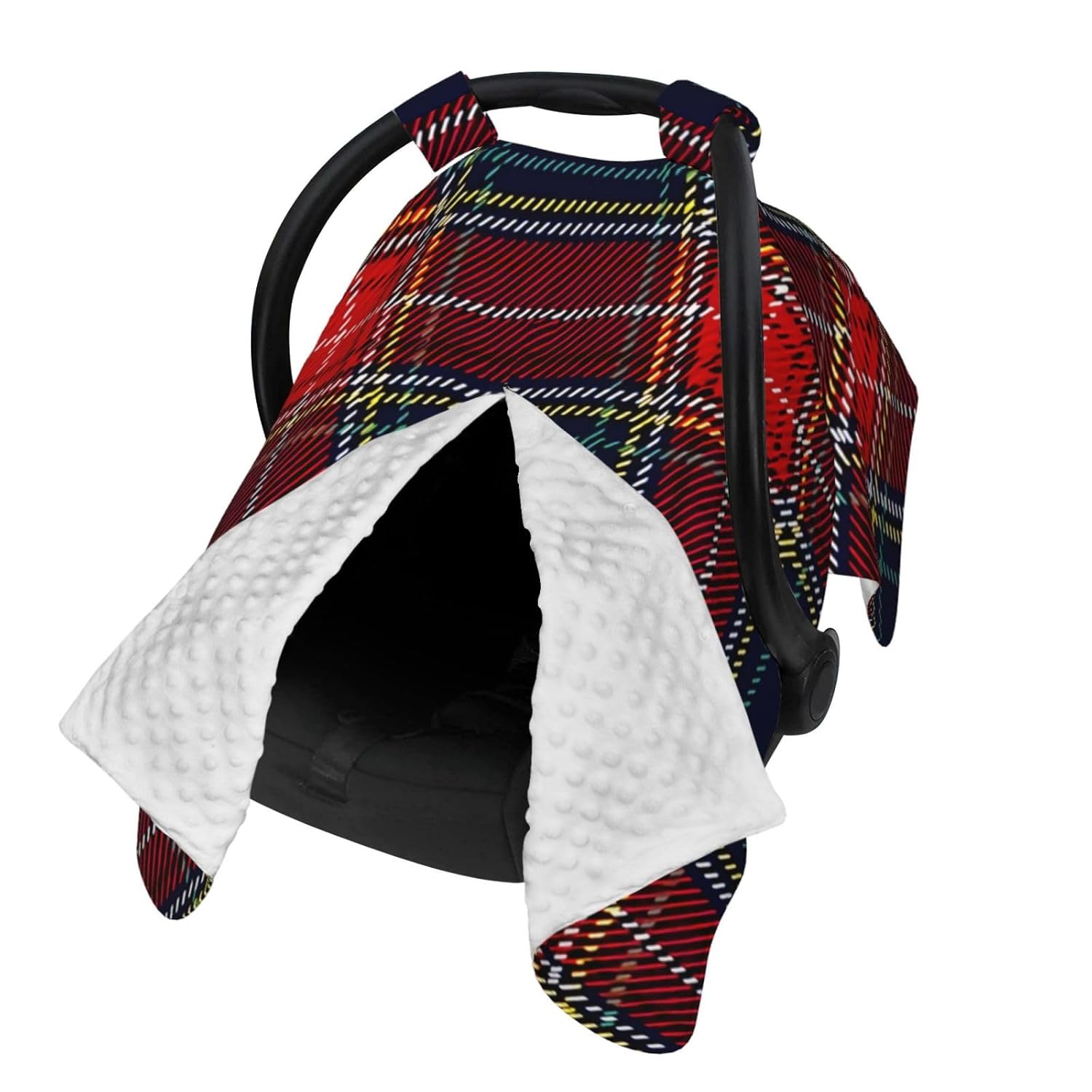 Tartan Baby Car Seat Cover & Breastfeeding Nursing Cover - Breathable Stretch Fabric Multi-Use Nursing Cover for Breastfeeding