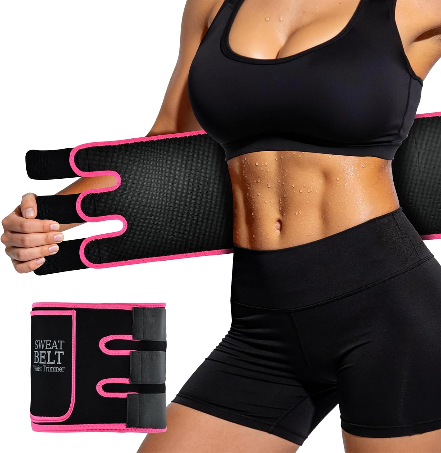 AMZBOSS Waist Trainers for Women Belly Fat, Waist Sweat Band with Pocket | Postpartum Belly Band Sweat Belt, Exercise Bands Waist Trimmer, Sauna Suit Women, Sweat Waist Trainer, Waist Cincher Faja