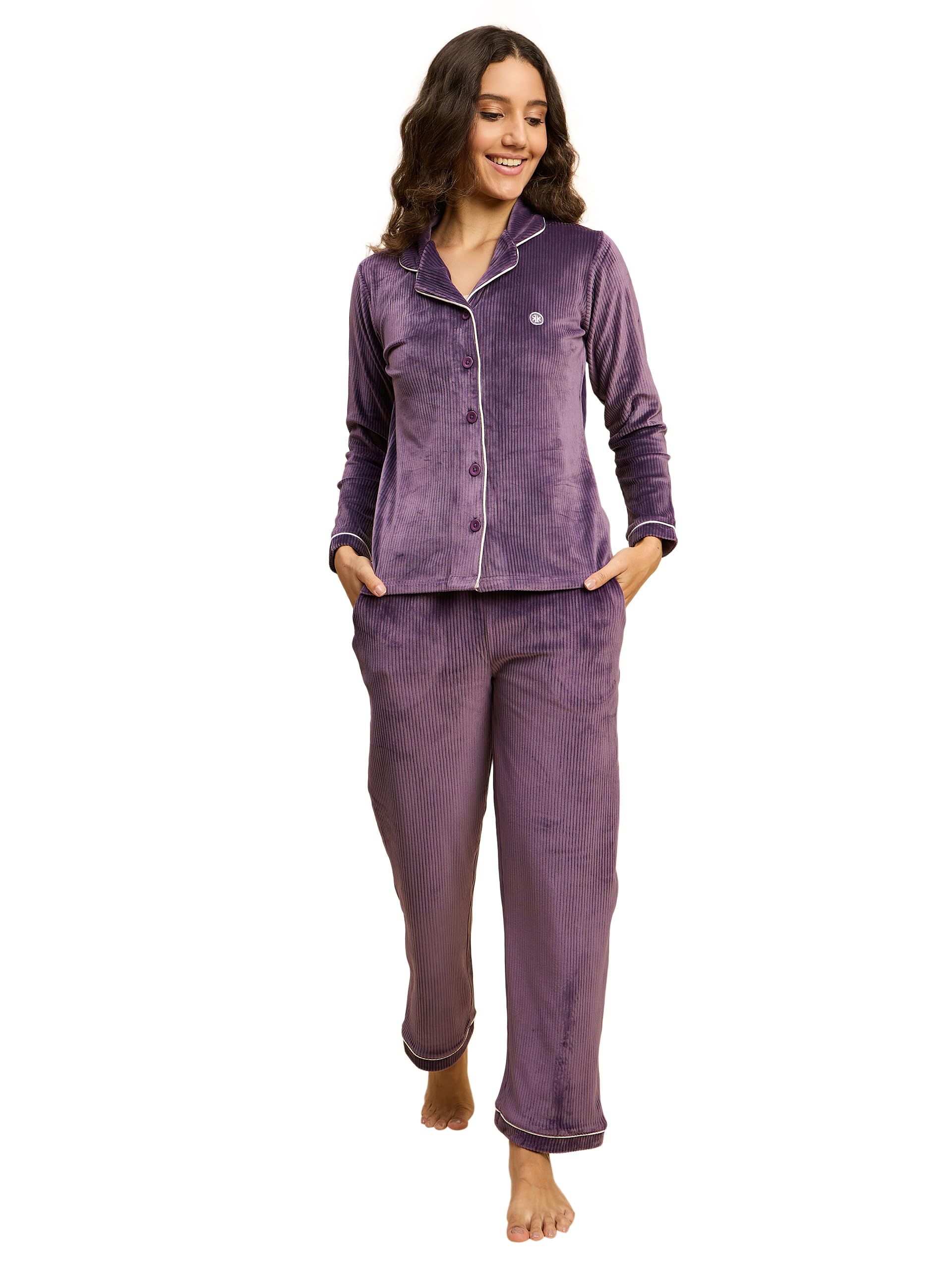 Women's Winter Night Suit Set| Velvet Cord Set for Women | Velvet Winter Night Suits Sets | Velvet Tracksuit for Winter | Winter Tracksuit-image-25