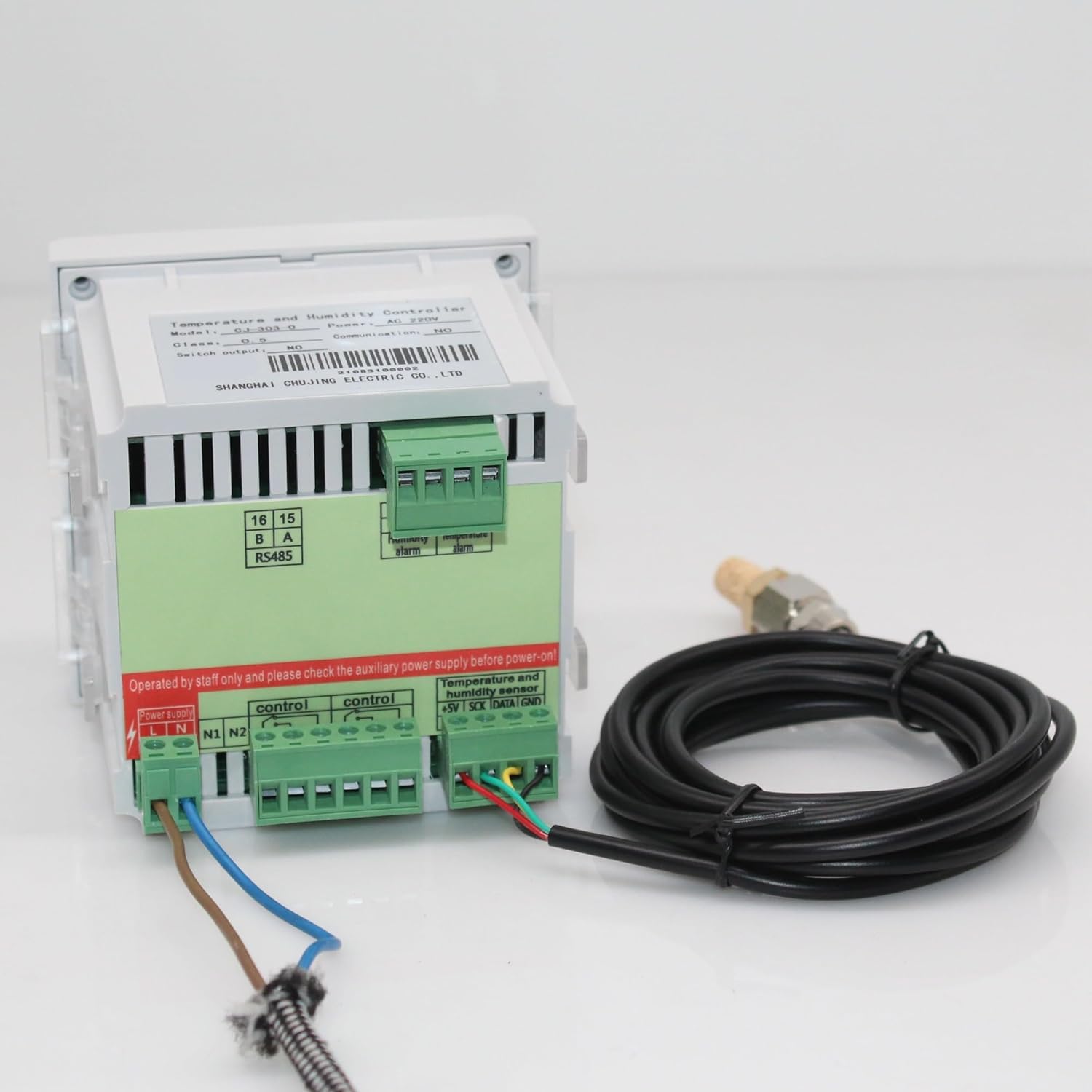 1Pcs -40~100'C, 0-100% RH 96mm*96mm Digital Temperature and Humidity Controller with Sensor Intelligent Thermometer and Hygrometer(No RS485 Function)