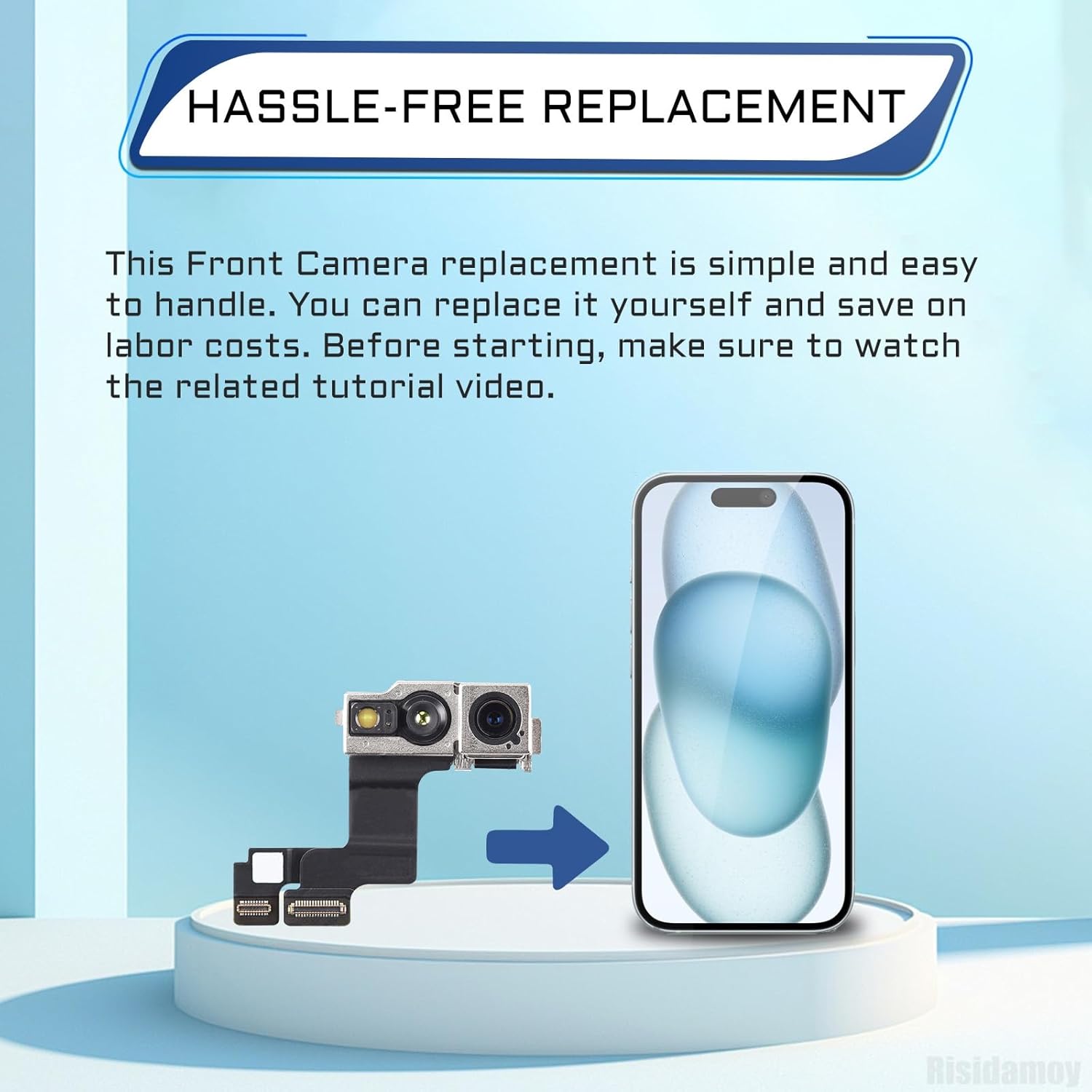 for iPhone 15 Plus Front Facing Camera Replacement Selfie Camera 15plus 12MP Front Camera Flex Cable Module Proximity Sensor Repair for Models: A3094 A2847 A3093 A3096