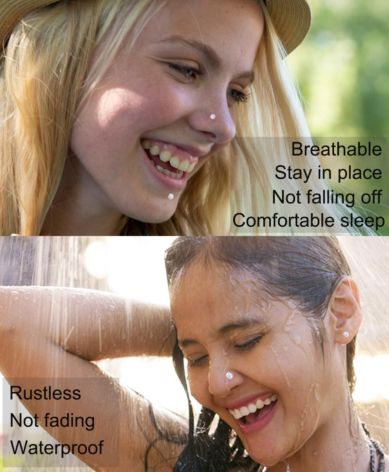 8Pcs Nose Rings Studs Set for Women Men: Hypoallergenic G23 Titanium/316L Surgical Stainless Steel Nose Studs, Nickel-free Lead-free L Shaped Corkscrew Nose Piercing Jewelry CZ 1.5mm 2mm 2.5mm 3mm - Image 3