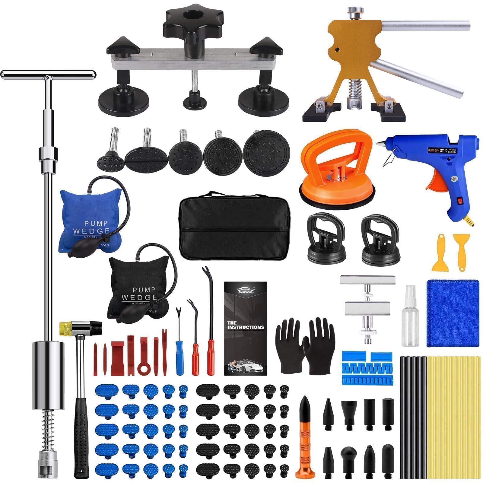 Kit Extractor Abolladuras Coche 119Pcs - Sacabollos Coche Ventosa Kit Sin Pintura Herramienta de Reparación Chapa Kit de Quita Desabollado para Reparación Daños Granizo Automóviles