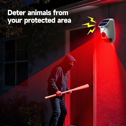 Miniatura 6 de Alarma solar con sensor de movimiento, sirena de seguridad impermeable IP65 de 120 dB con luz estroboscópica, 3 modos para patio, granja, hogar,